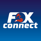 FoxConnect logo on a blue background